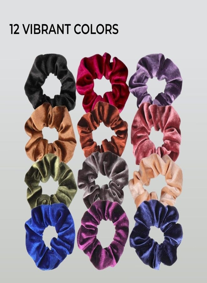 H&S Velvet Hair Scrunchies & Bobbles 12pcs – Elastic Ties & Ponytail Holders for Women, Girls & Thick Hair - Velvet Scrunchy - Image 5